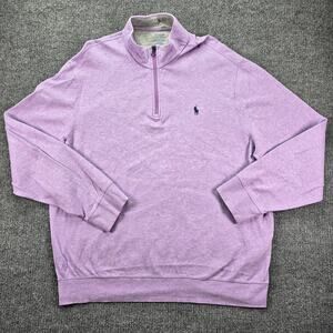 Polo Ralph Lauren 1/4 Zip Pullover Sweater Mens XL Purple Luxury Jersey Pony